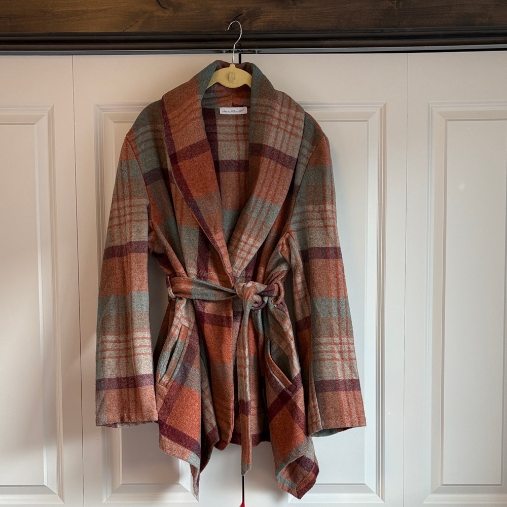 KEREN hart Plaid Belted Jacket